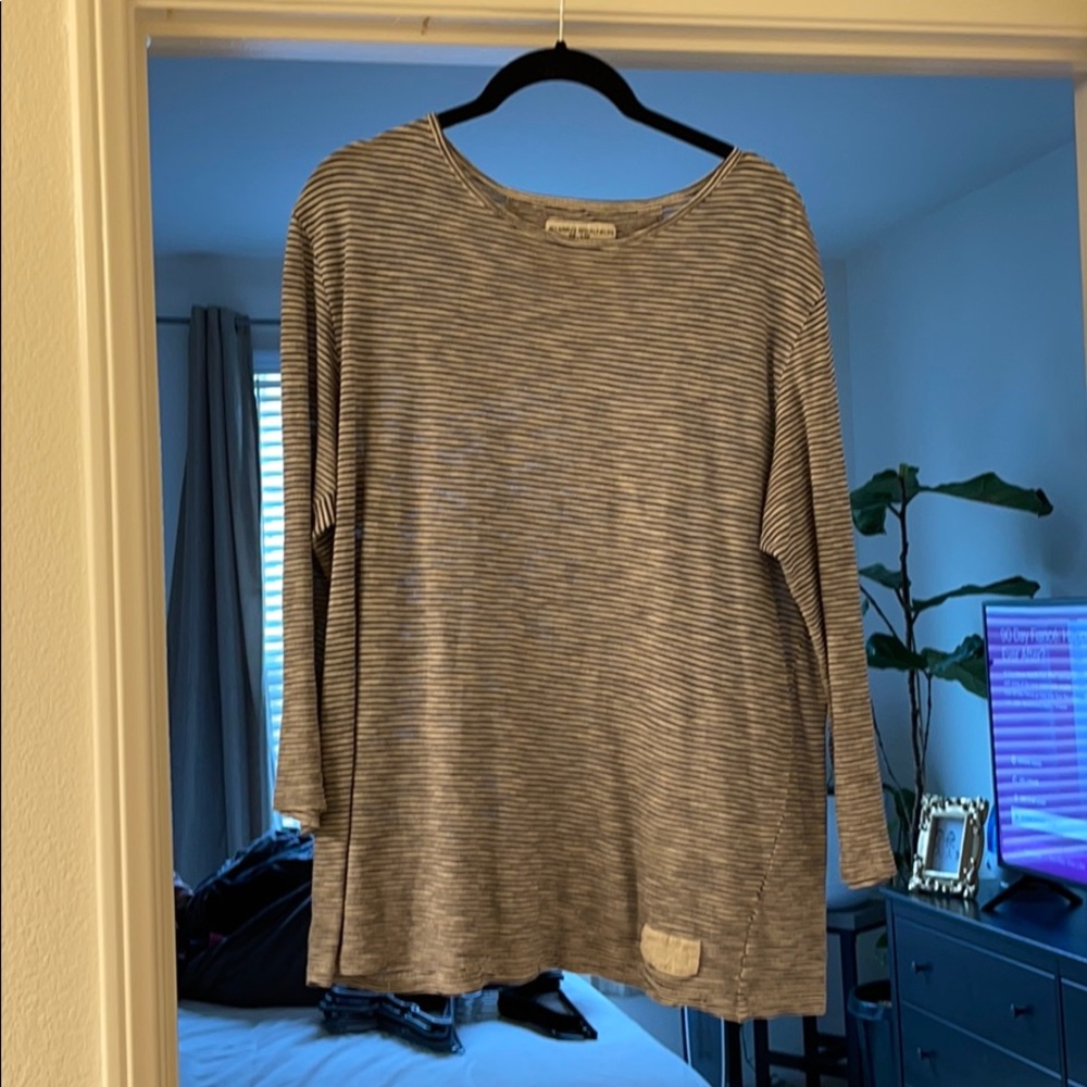 All Saints quarter sleeve striped shirt